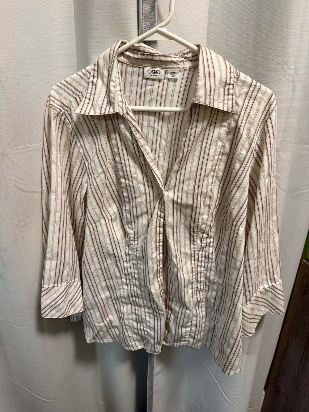 Cato Woman Striped Button Down Shirt Size 14/16W
